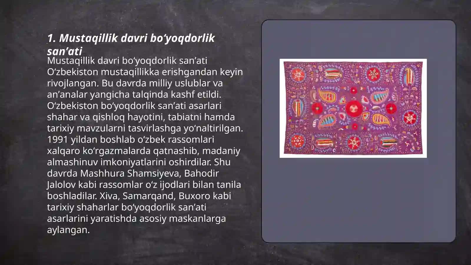 Mustaqillik davri boʻyoqdorlik sanʼati 3