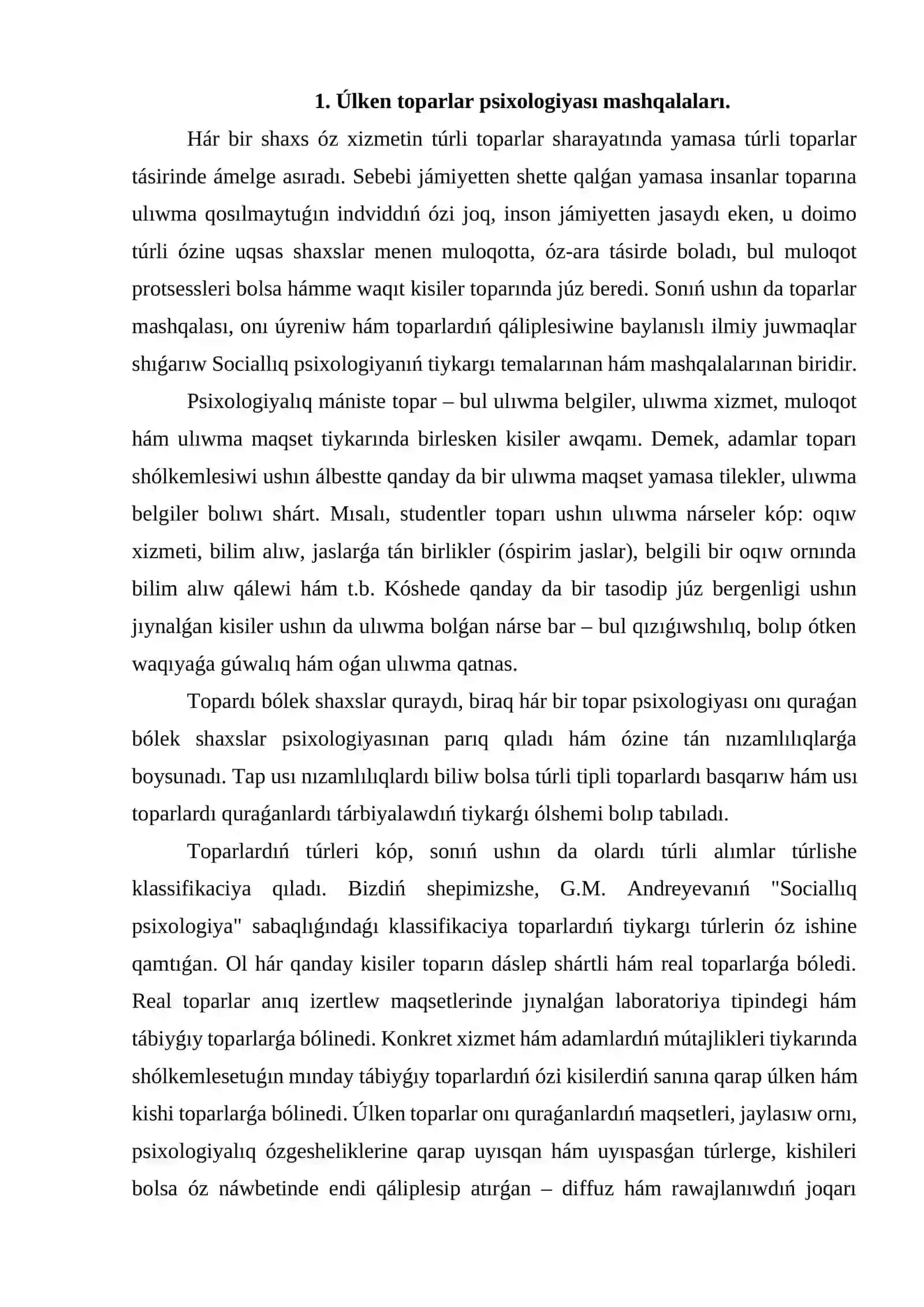 Úlken toparlar ham massalıq psixologiya 3