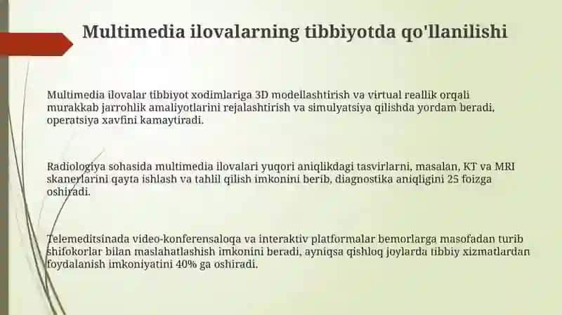 Tibbiyotda multimedia dasturlari va ular bilan ishlash 3