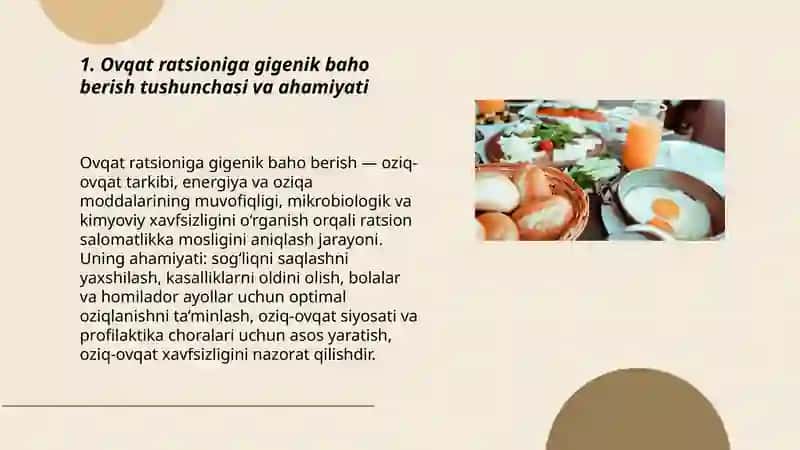 Ovqat ratsioniga gigenik baho berish 3