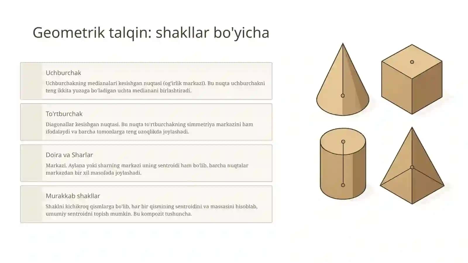 Sentroid geometrik talqin va qo'llanilishi 3