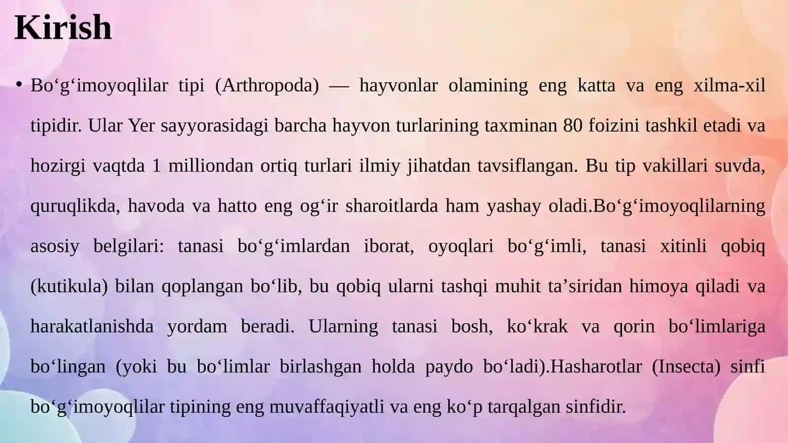 Bo’g’imoyoqlilar tipi. Hasharotlar sinfi vakillari. 3