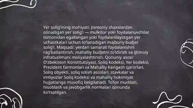 Yer solig’ining mohiyati va qonuniy asosi 3