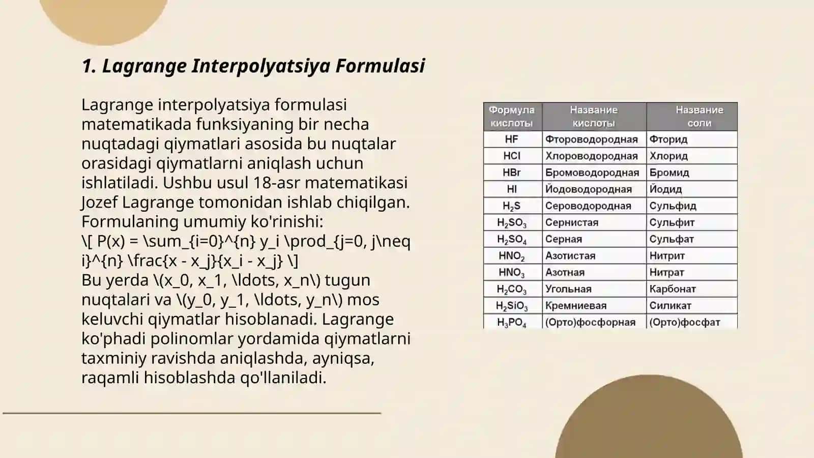 Interpolyatsiyalash formulalari 3