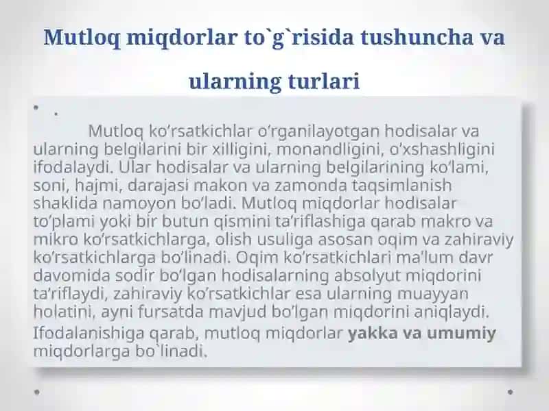 Mutlaq va nisbiy statistik miqdorlar 3