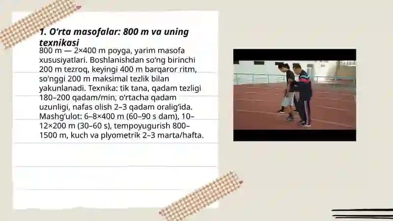 Oʻrta masofalarda yugurish turlari va ularning texnikasi 3