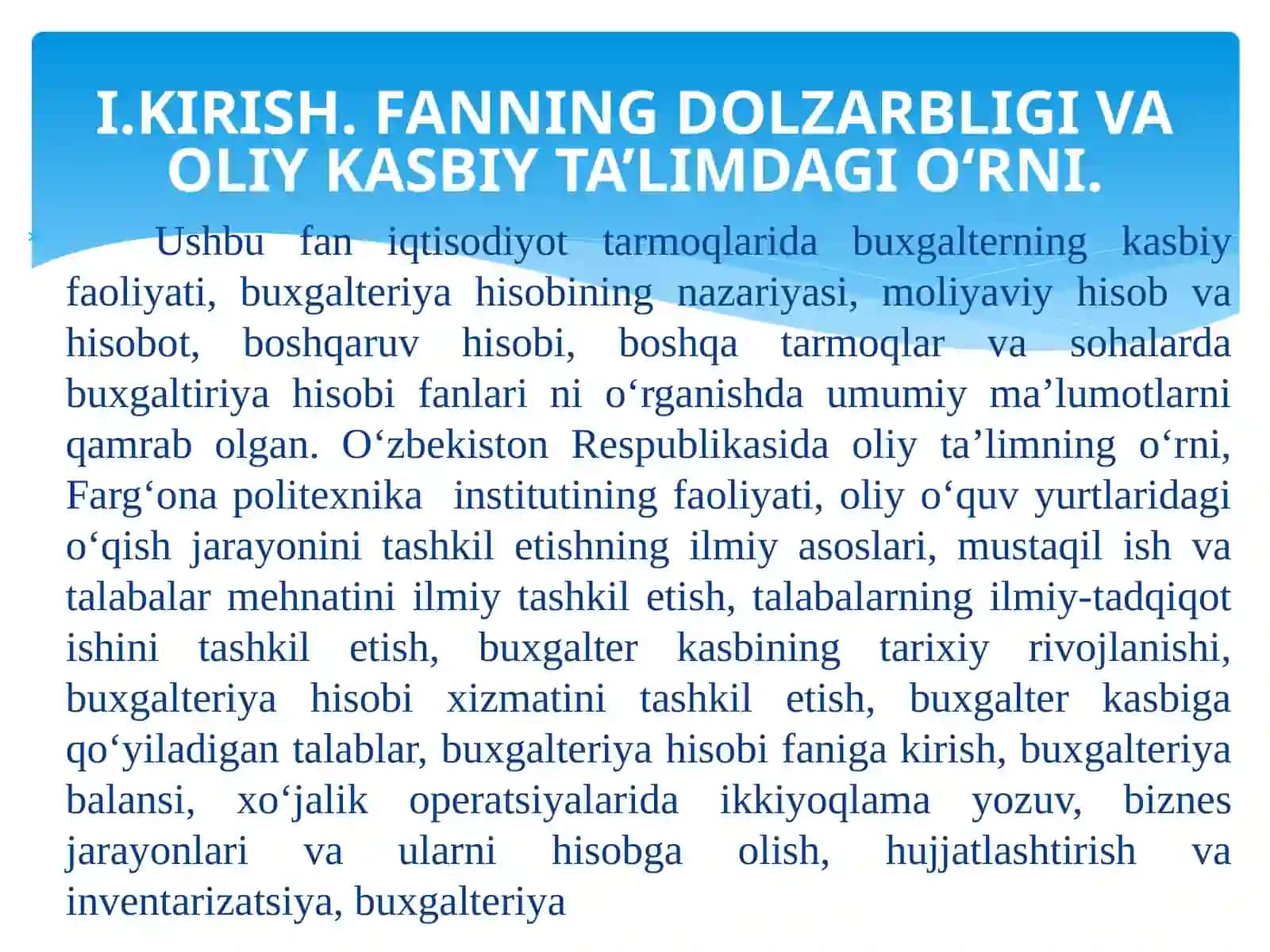 БОШҚАРУВ ҲИСОБИ ФАНИ 3