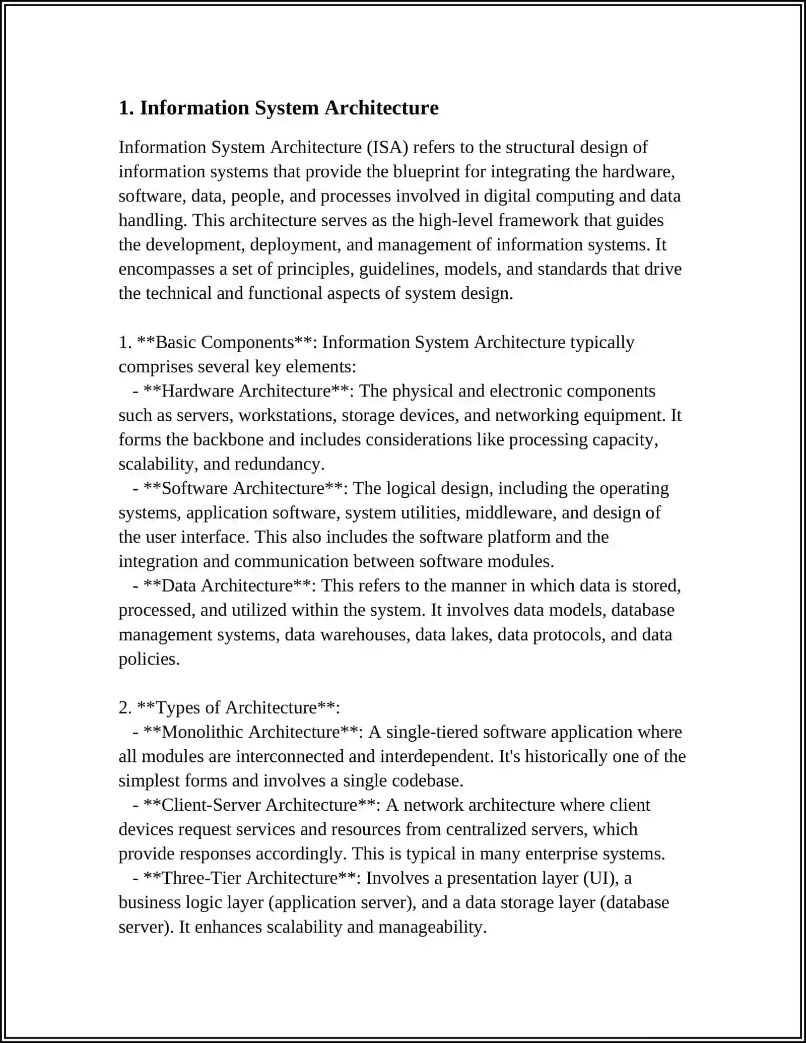 Information System architecture (ISA) 3