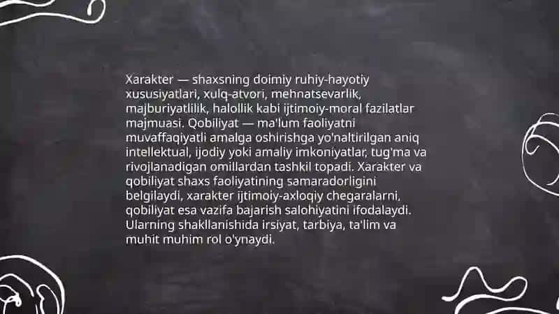 Xarakter va qobiliyat 3