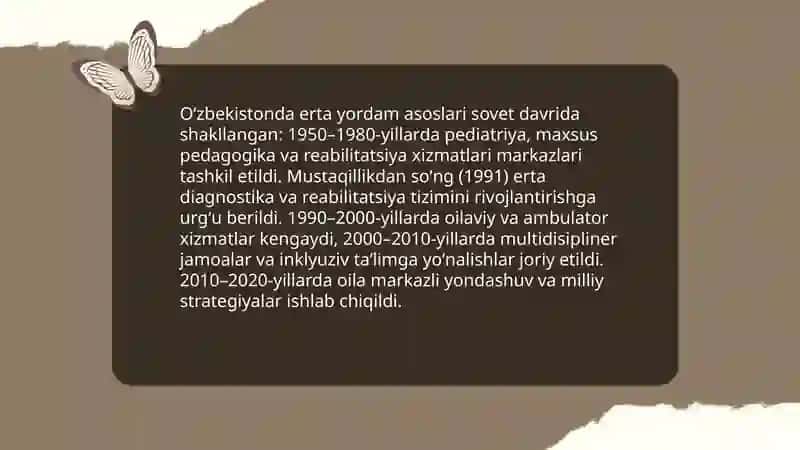 Oʻzbekistonda erta yordamning tarixiy rivojlanishi 3