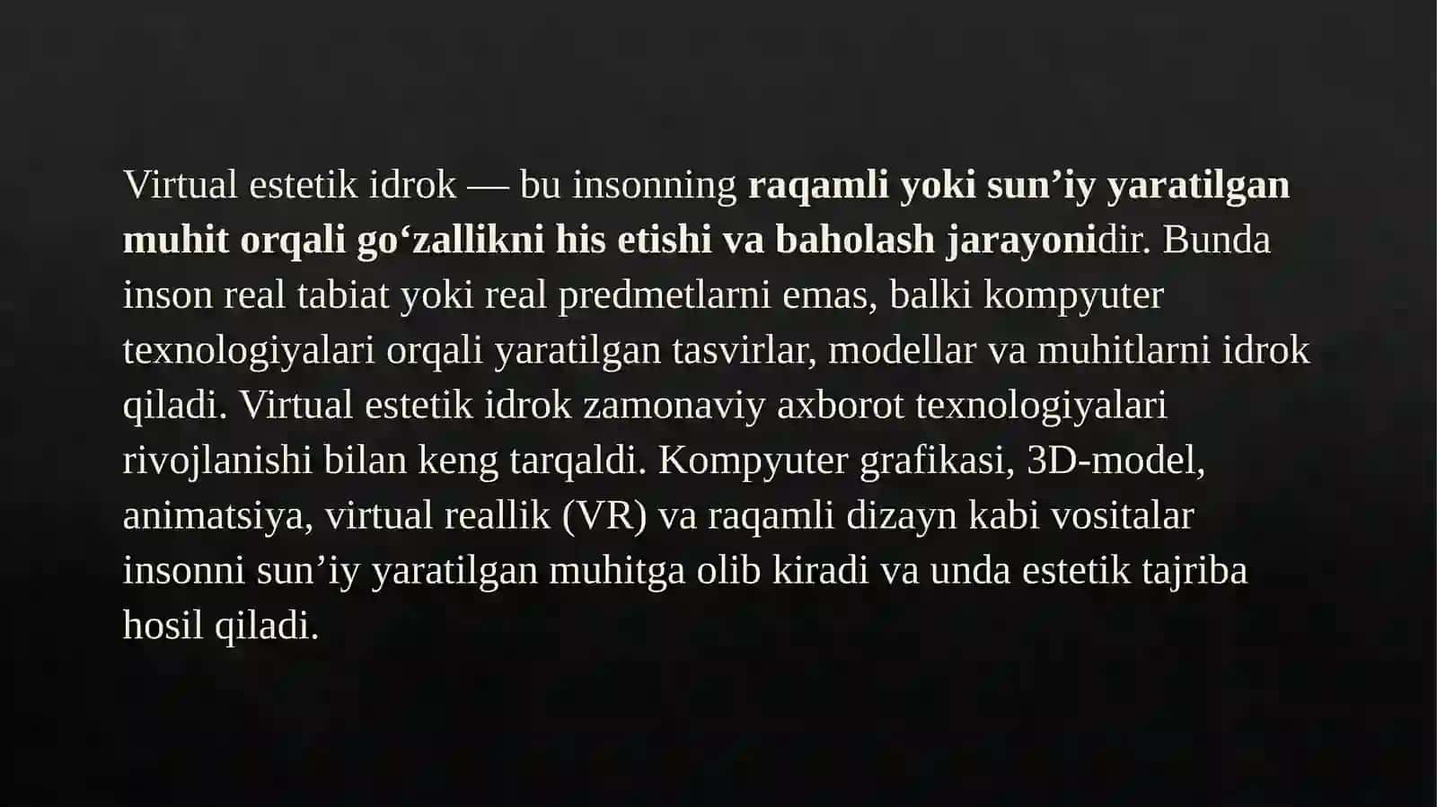 Olamni virtual va vizual estetik idrok etish farqlari 3