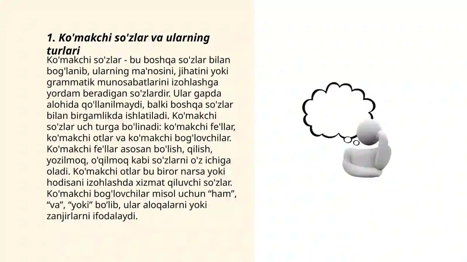 Ko'makchi so'zlar va ularning turlari 3