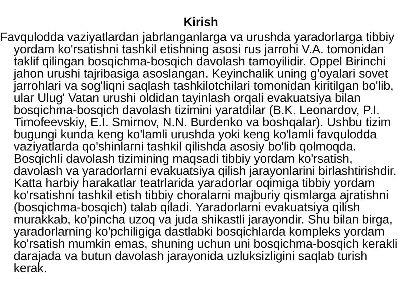 Tibbiy va evakuatsiya yordamini tashkil etish 3