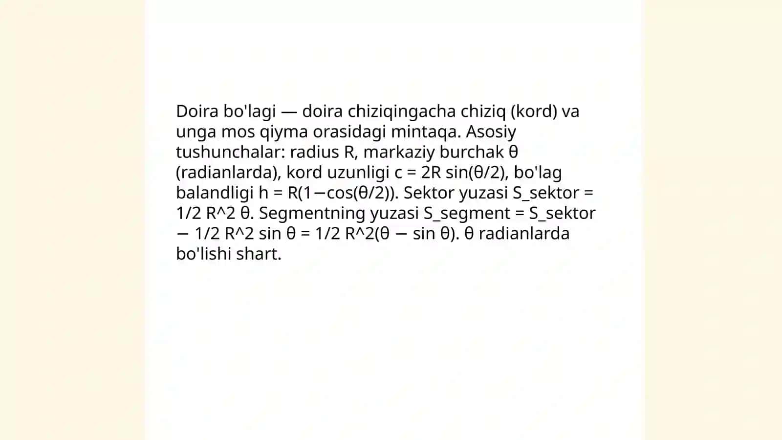 Doira bo'laklari yuzi 3