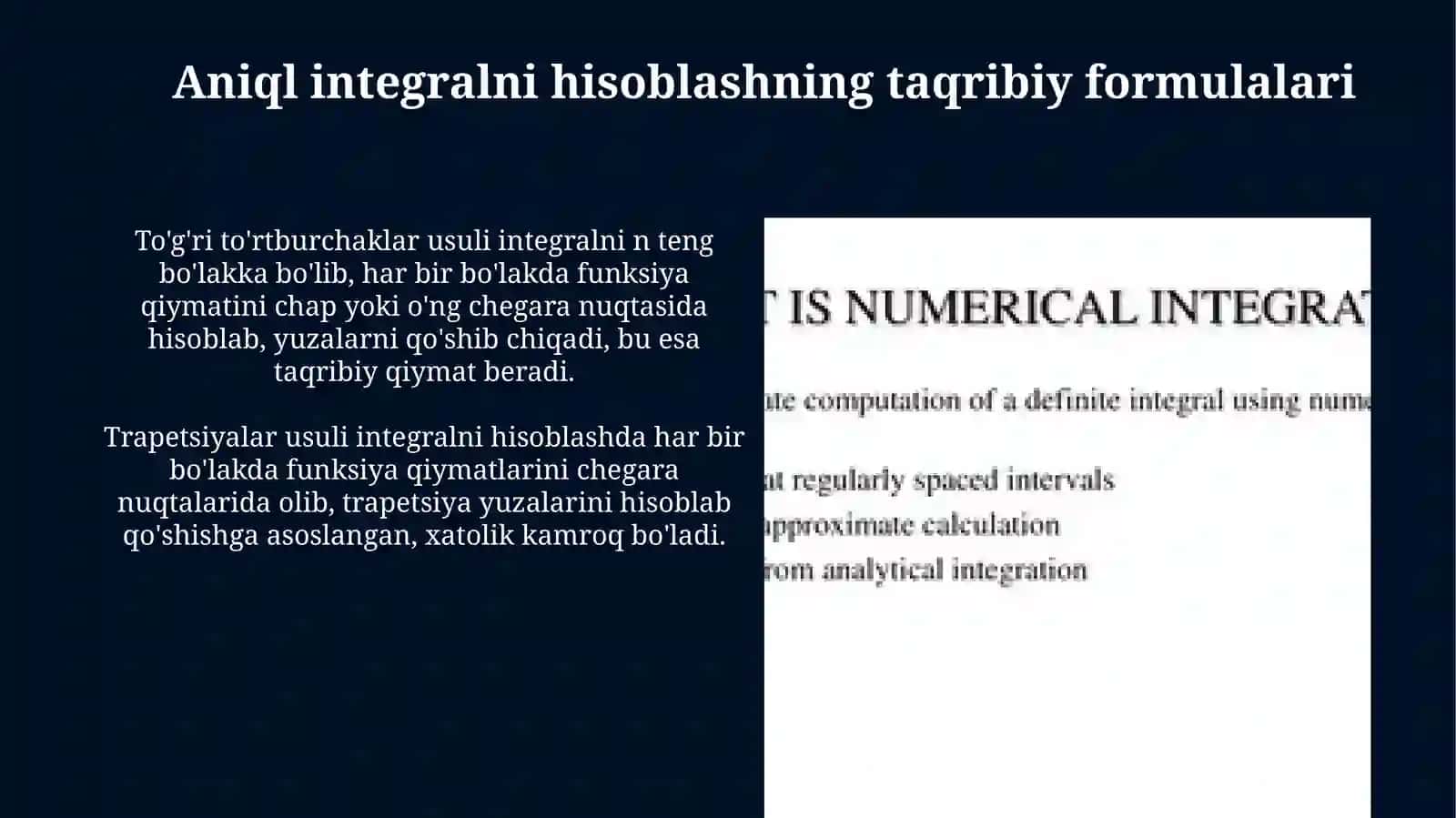 Aniql integralni taqribiy hisoblash formulalari 3