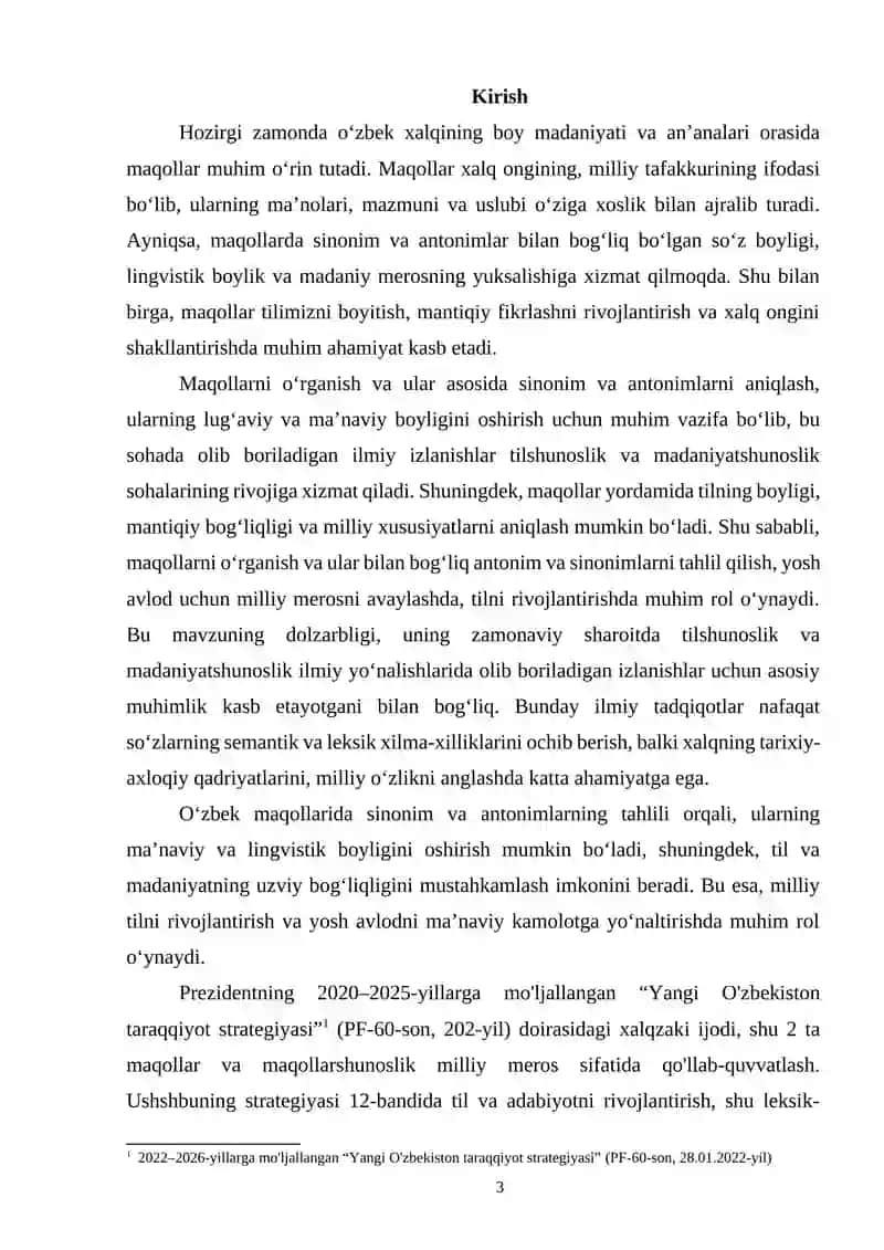 "O‘zbek maqollarida antonim va sinonimlar" 3