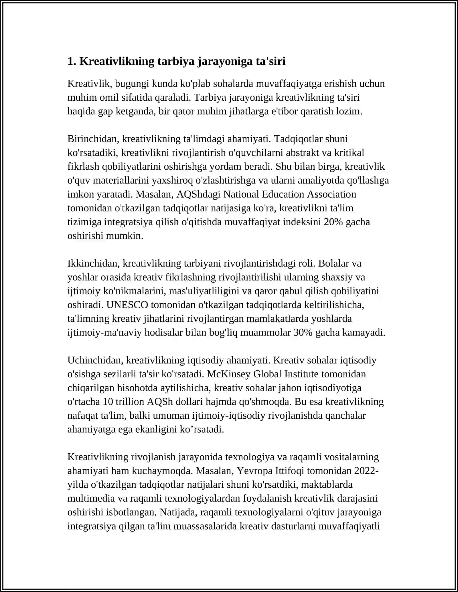 TALIM- TARBIYA JAROYONIDA TARBIYACHILARNING KREATIV YONDASHUBI 3
