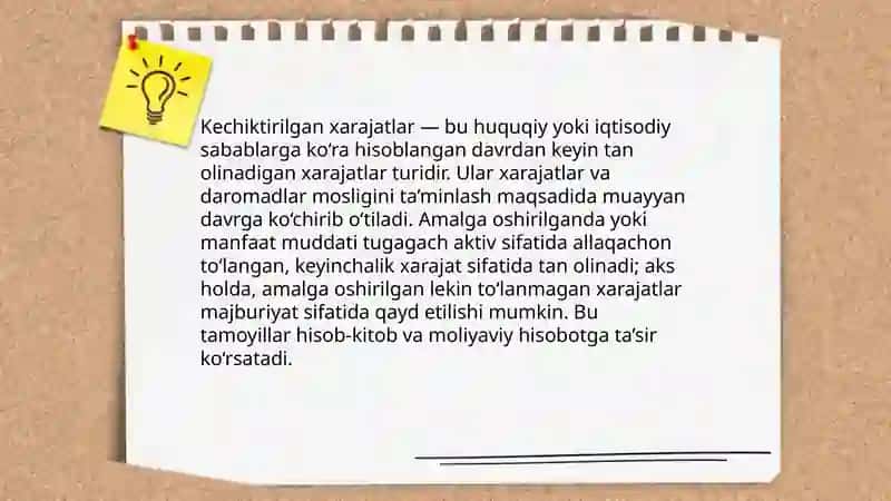 Kechiktirilgan xarajatlarni hisobga olish 3