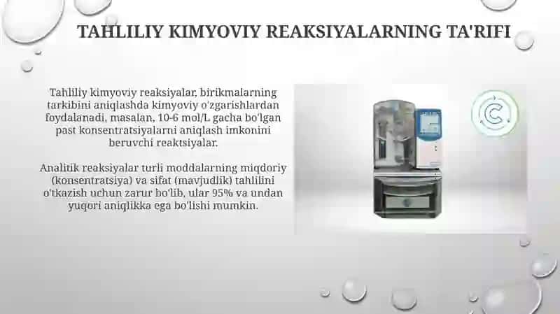 Tahliliy kimyoviy reaksiyalarning ta'rifi 3