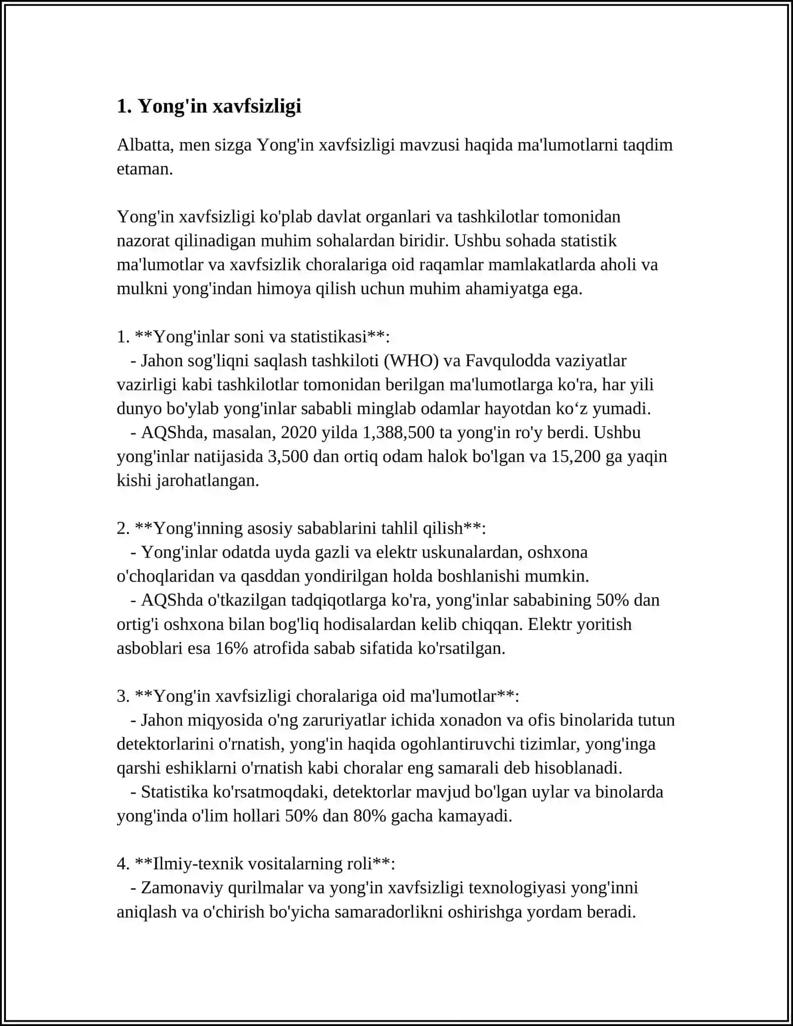 HAYOT FAOLIYATI XAVFSIZLIGI REFERAT 3