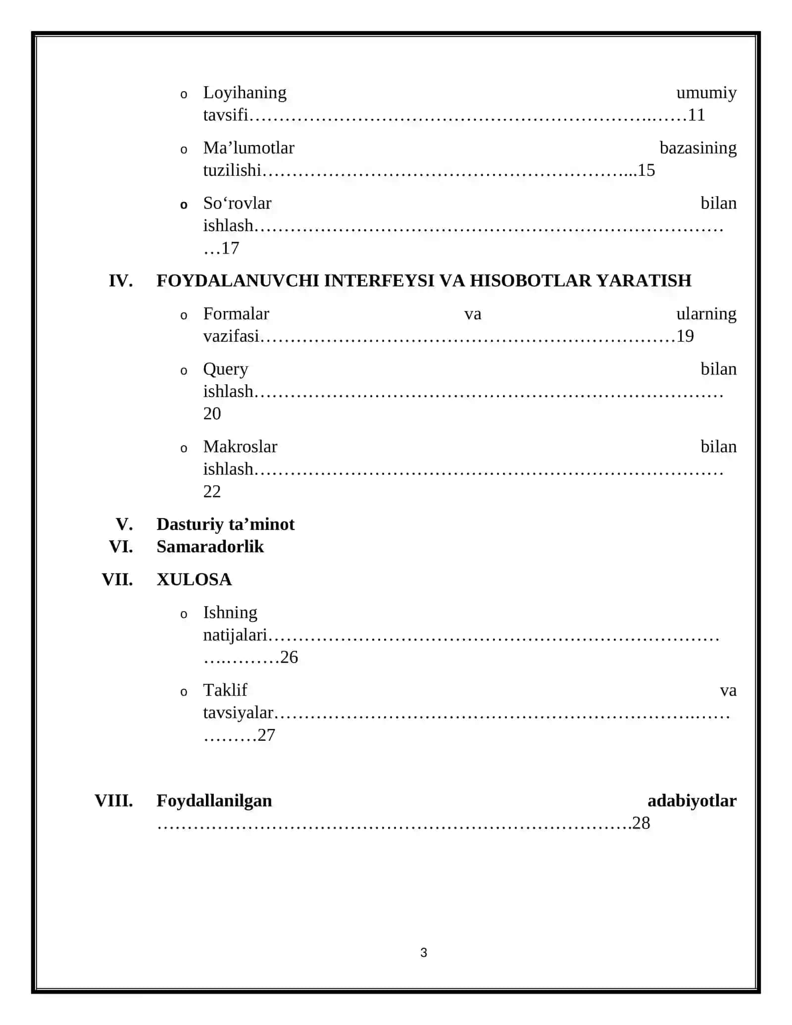 malumotlar bazasi mustaqil ish 3