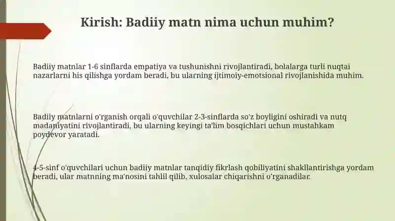 Boshlangʻich sinflarda badiiy asar matni ustida ishlash 3