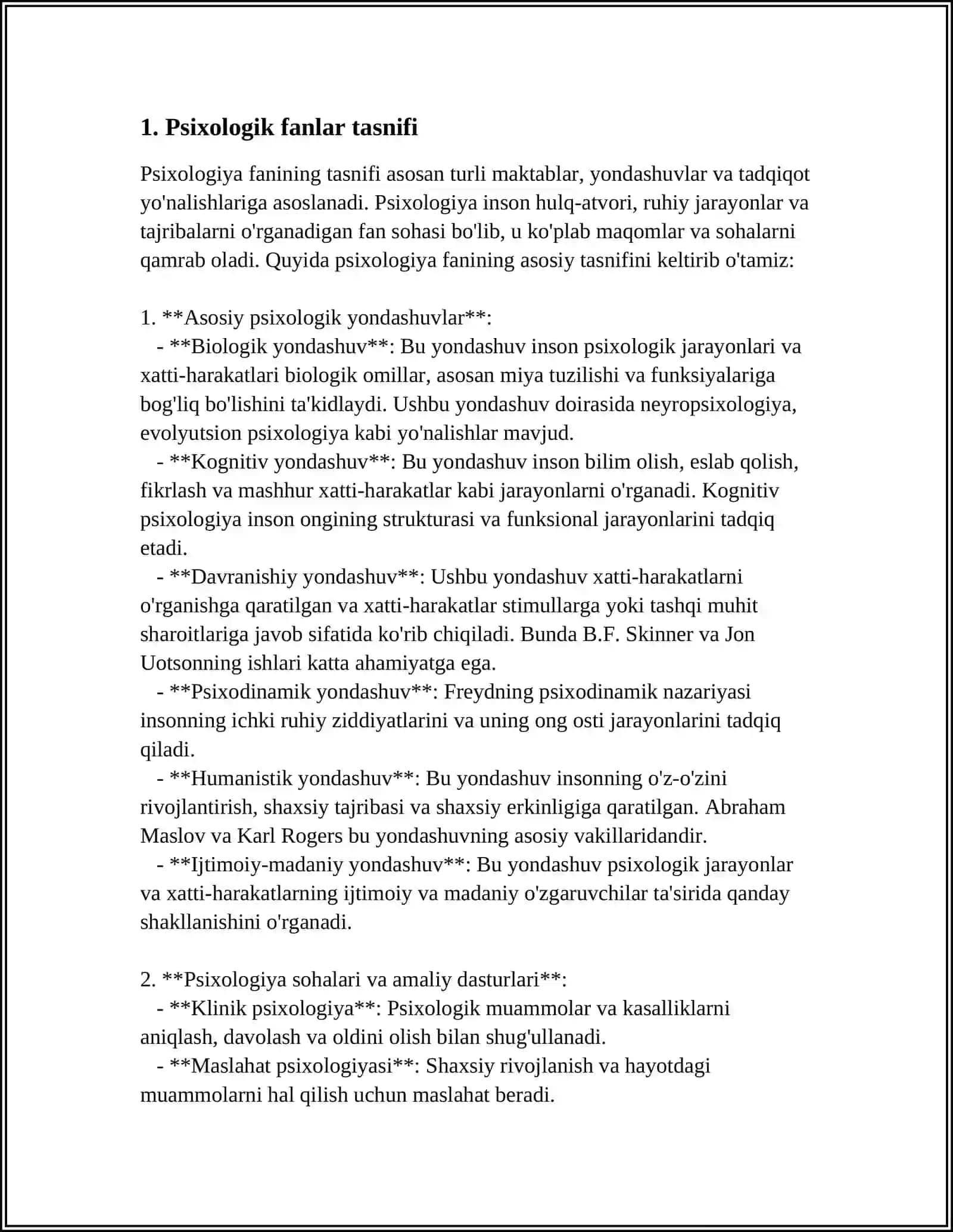 PSIXOLOG FAOLIYATINING ASOSIY YOʻNALISHLARI 3