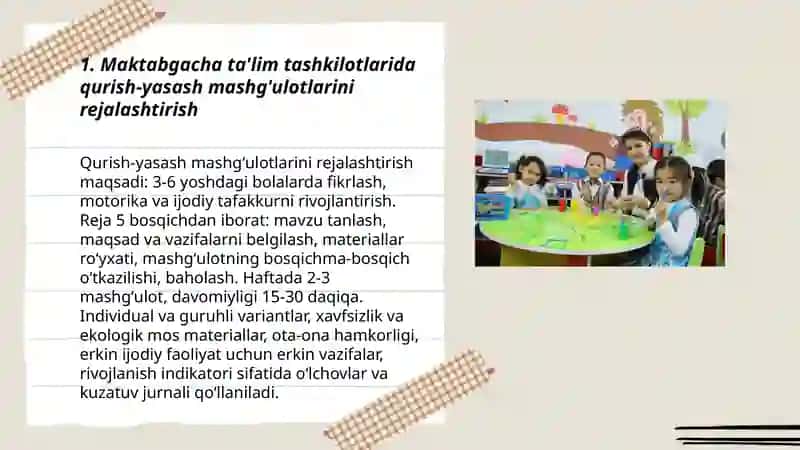 Maktabgacha taʼlim tashkilotlarida qurish-yasash mashgʻulotlari 3