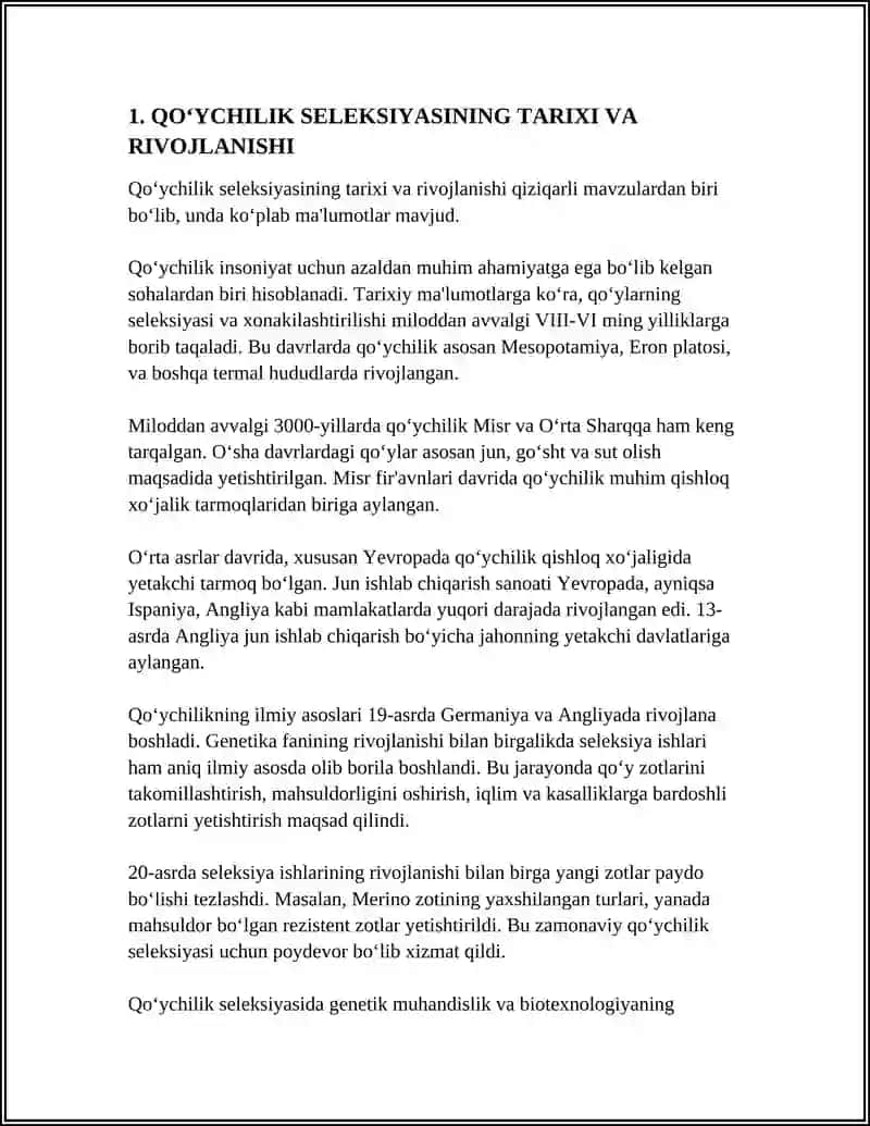 QOʻYCHILIK SELEKSIYASI 3