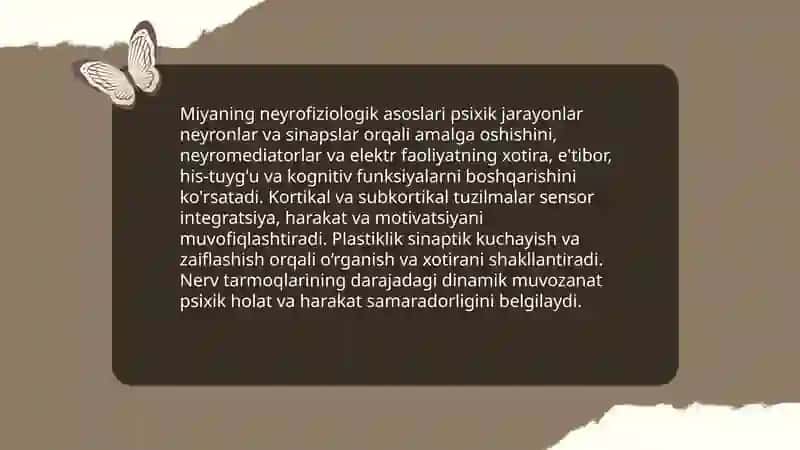 Psixik jarayonlar va miyaning o‘zaro aloqadorligi 3