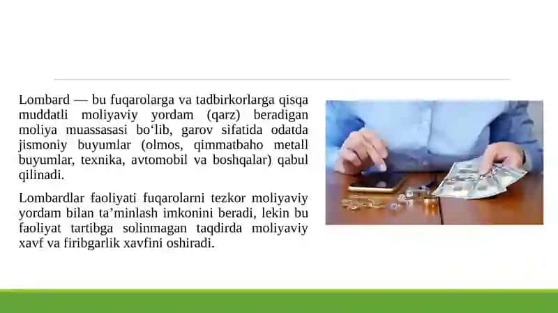 LOMBARDLAR FAOLIYATINI TARTIBGA SOLISH. 3