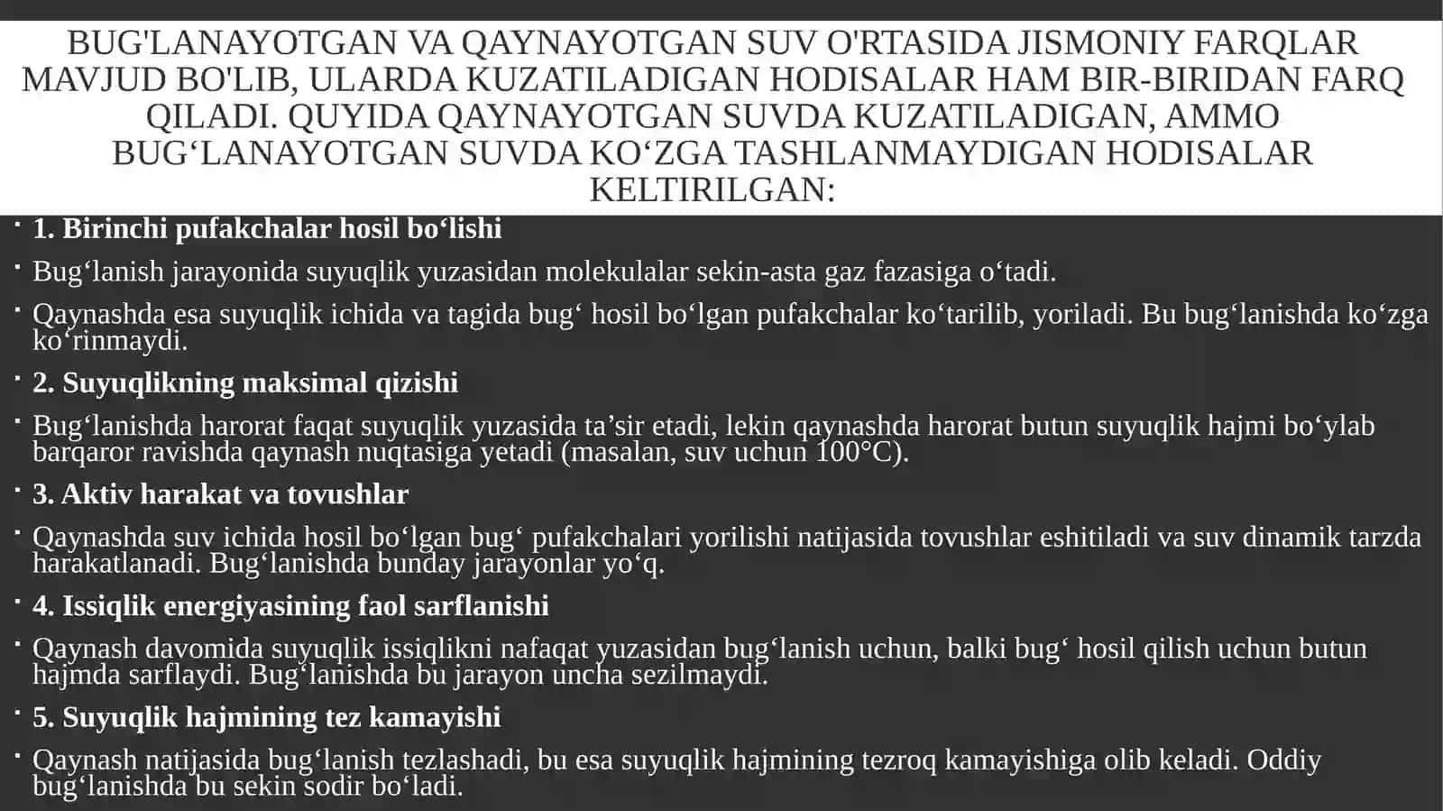 Qaynash va bug'lanish 3