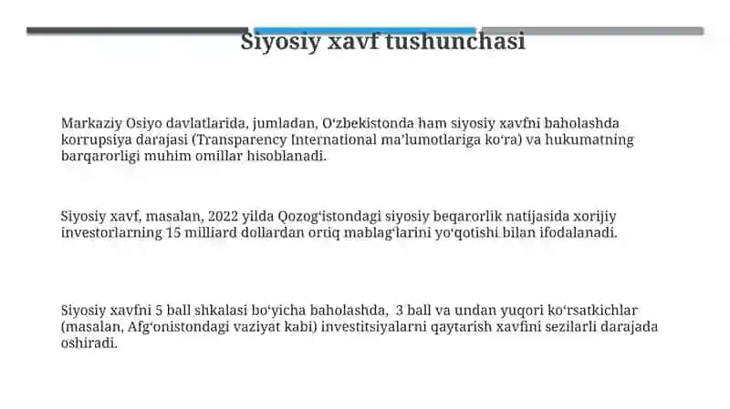 Siyosiy risk tushunchasi va bahosi 3