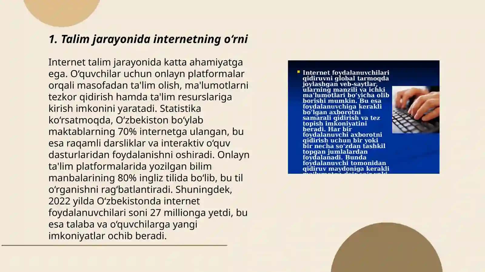 Talim jarayonini tashkil etishda internet xizmatlaridan foydalanish 3