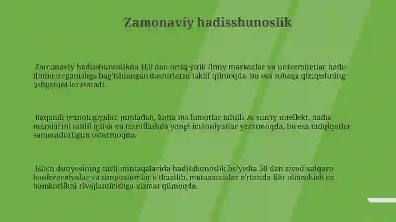 Zamonaviy hadisshunoslik 3
