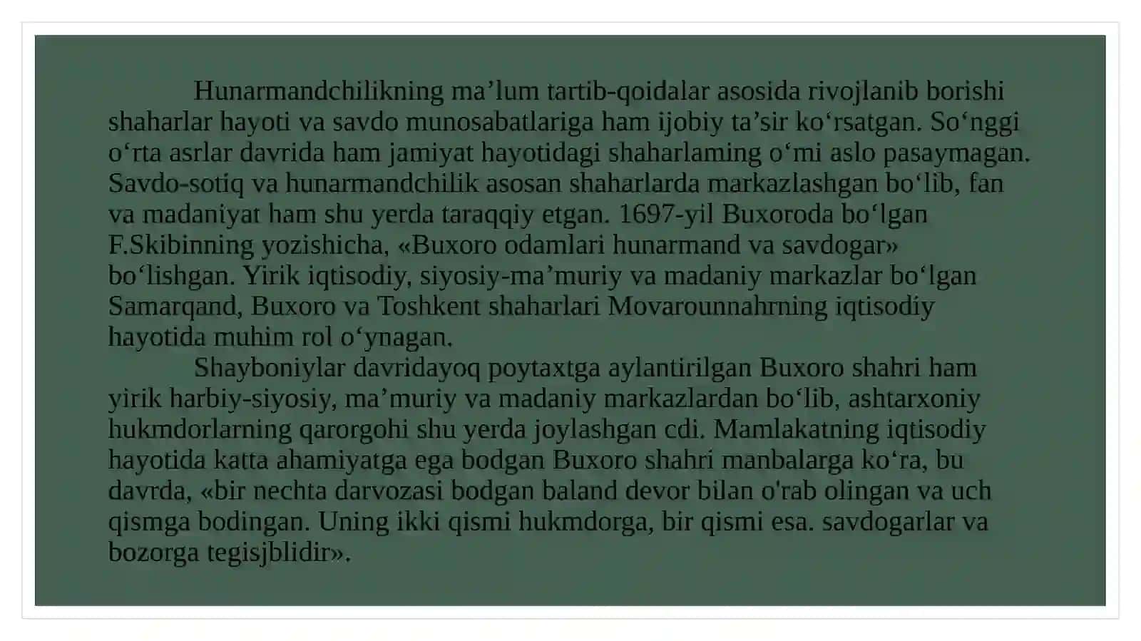 Ashtarxoniylar davri hunarmandchilik va savdo markazlari 3
