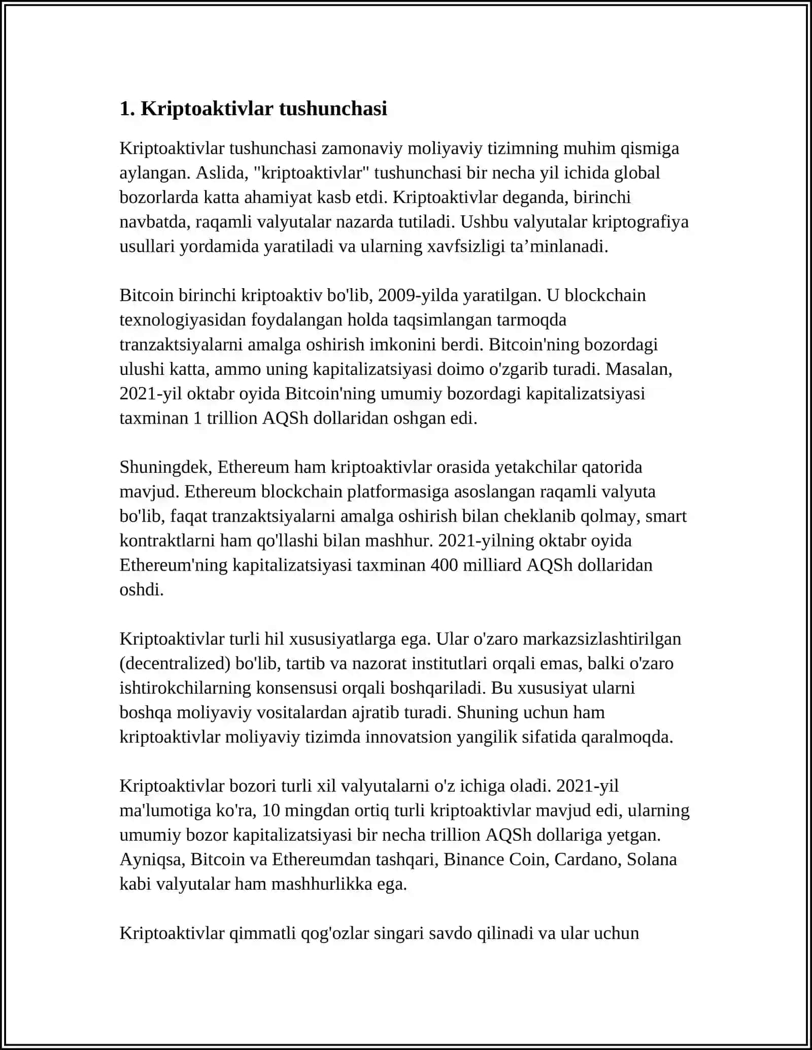 KRIPTOAKTIVLAR VA ULARNING BANK TIZIMIGATA'SIRI 3