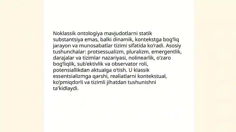 Noklassik ontologiyaning yo'nalishi va mohiyati 3