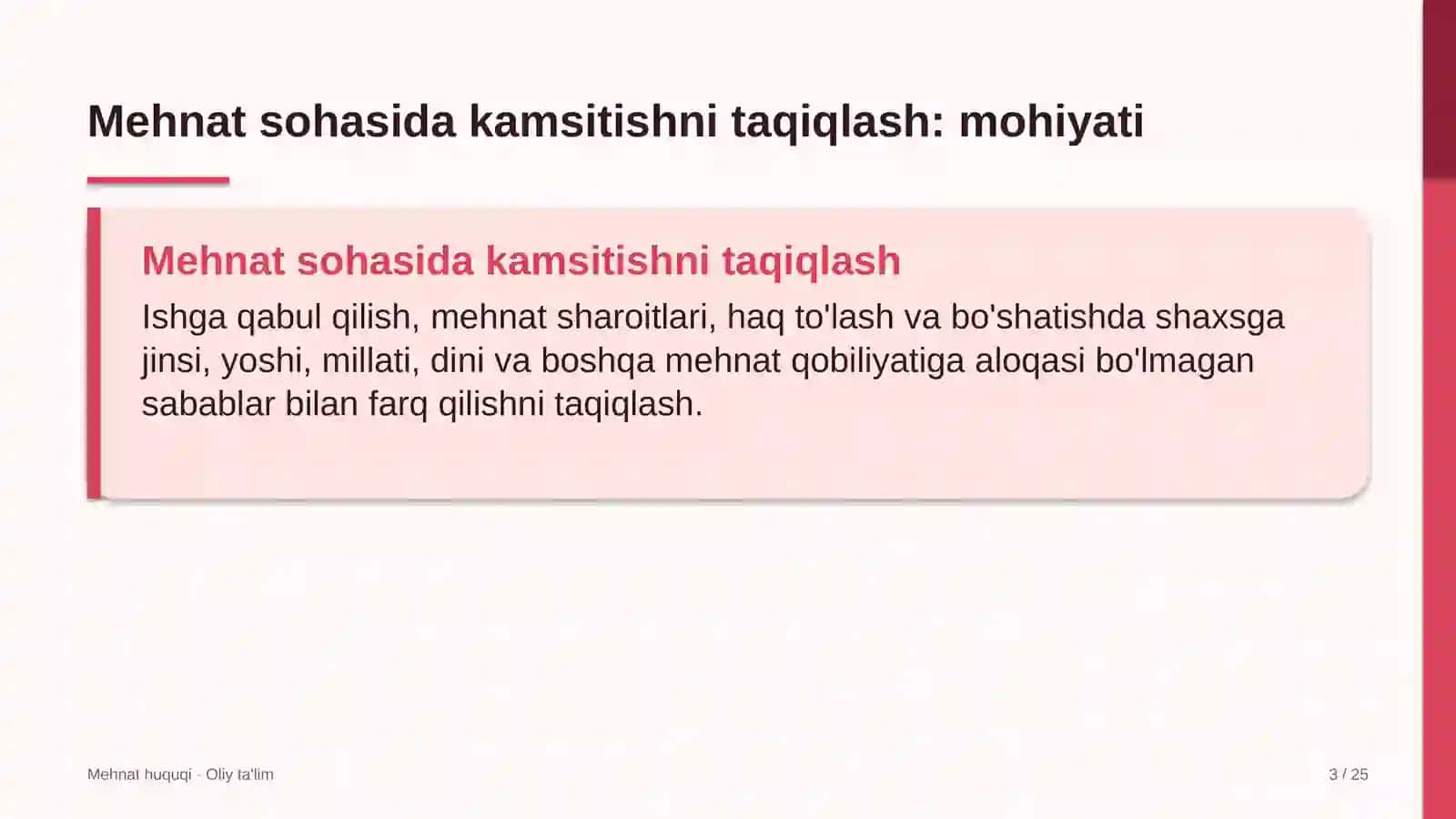 Diagnostika markazlarida mehnat sohasida kamsitishni taqiqlash 3