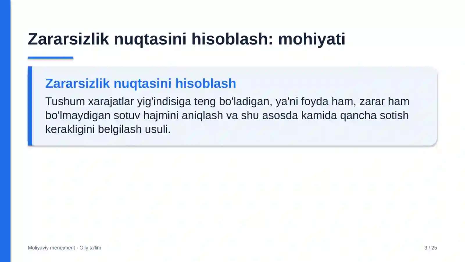 Axborot agentliklarida zararsizlik nuqtasini hisoblash 3