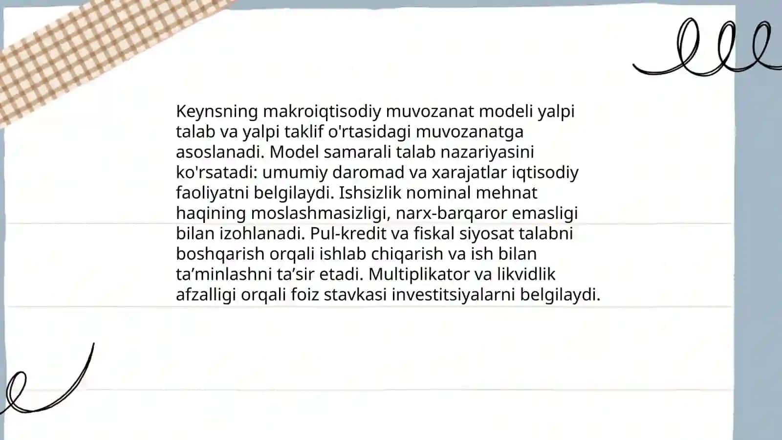 Keynsning makroiqtisodiy muvozanat modeli 3