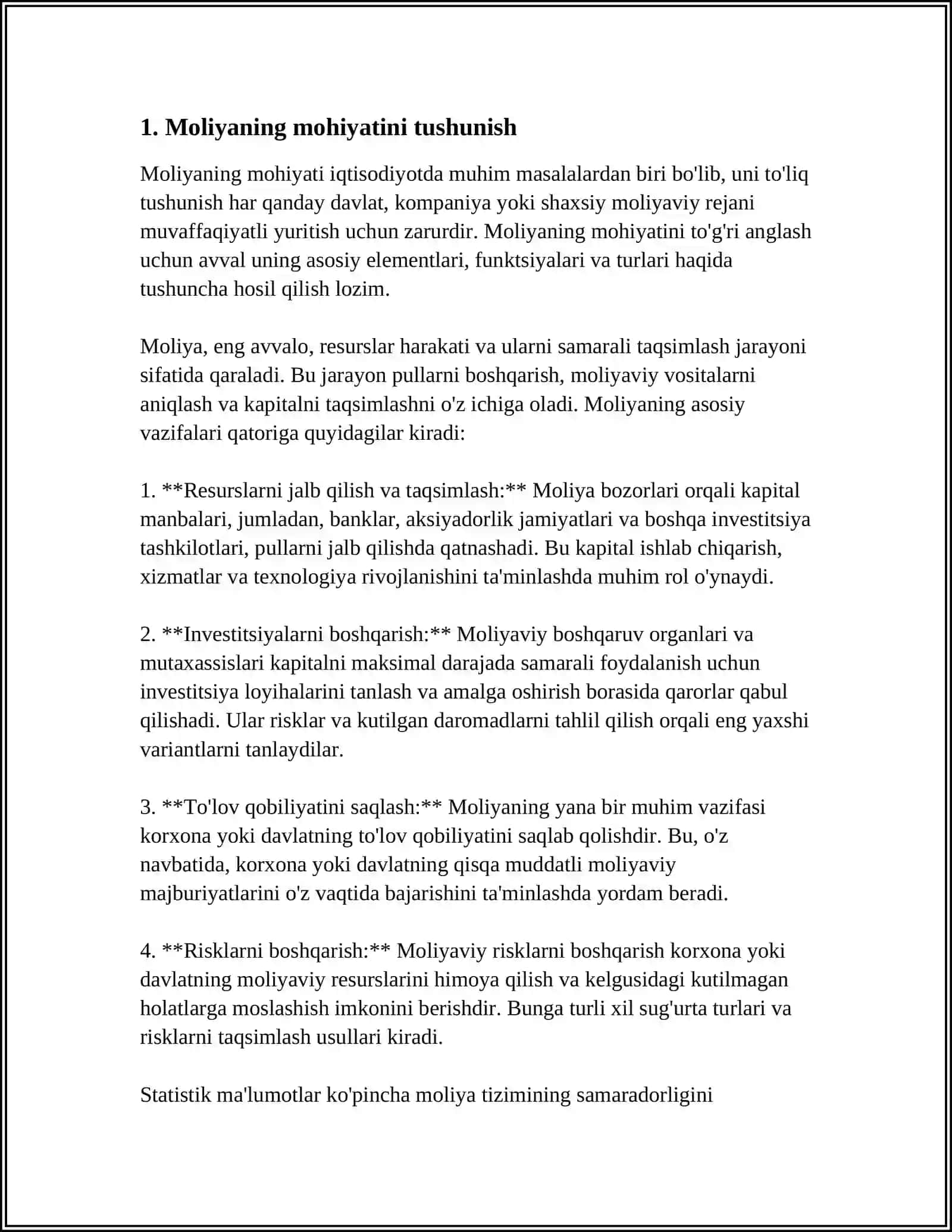 Moliyaning Mohiyati va Funksiyalar 3