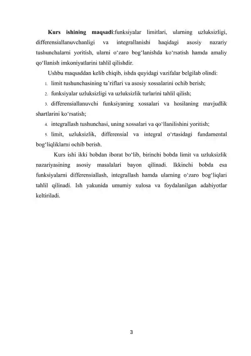 Limit funksiyaning uzluksizligi uni differensiallash va integrallash 3