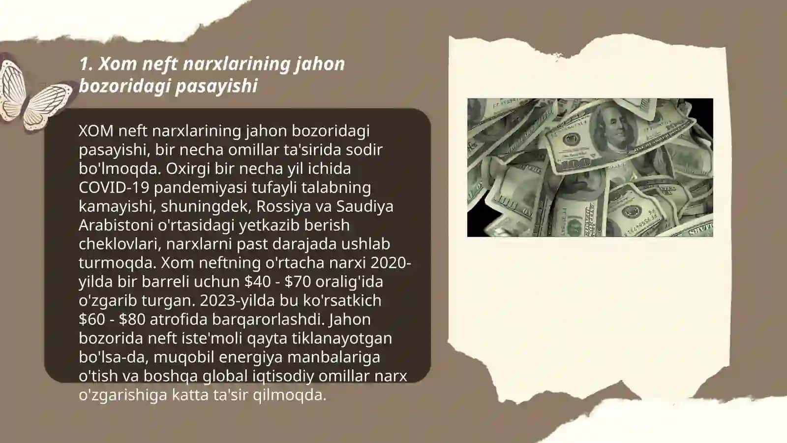 Xom neft narxlarining jahon bozoridagi pasayishi 3