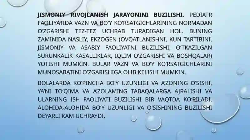 Bolalarda jismoniy rivojlanish buzilish turlari 3
