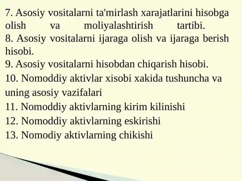 Asosiy Vositalar va Nomoddiy Aktivlar Hisobi 3