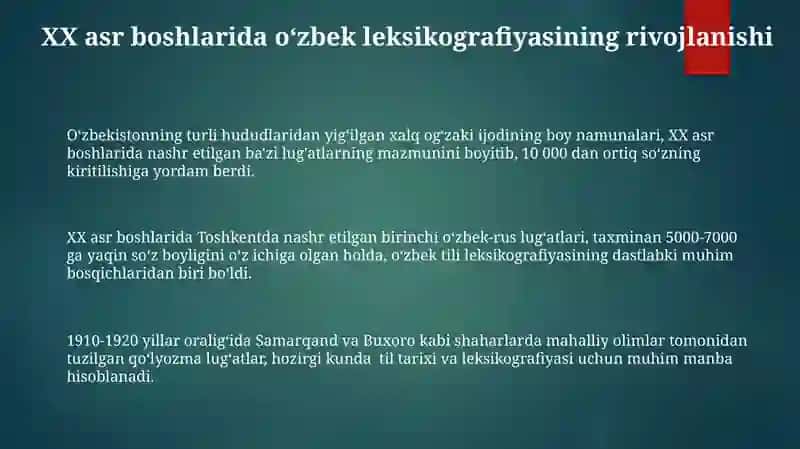 Oʻzbek lugʻatchiligi tarixi 3