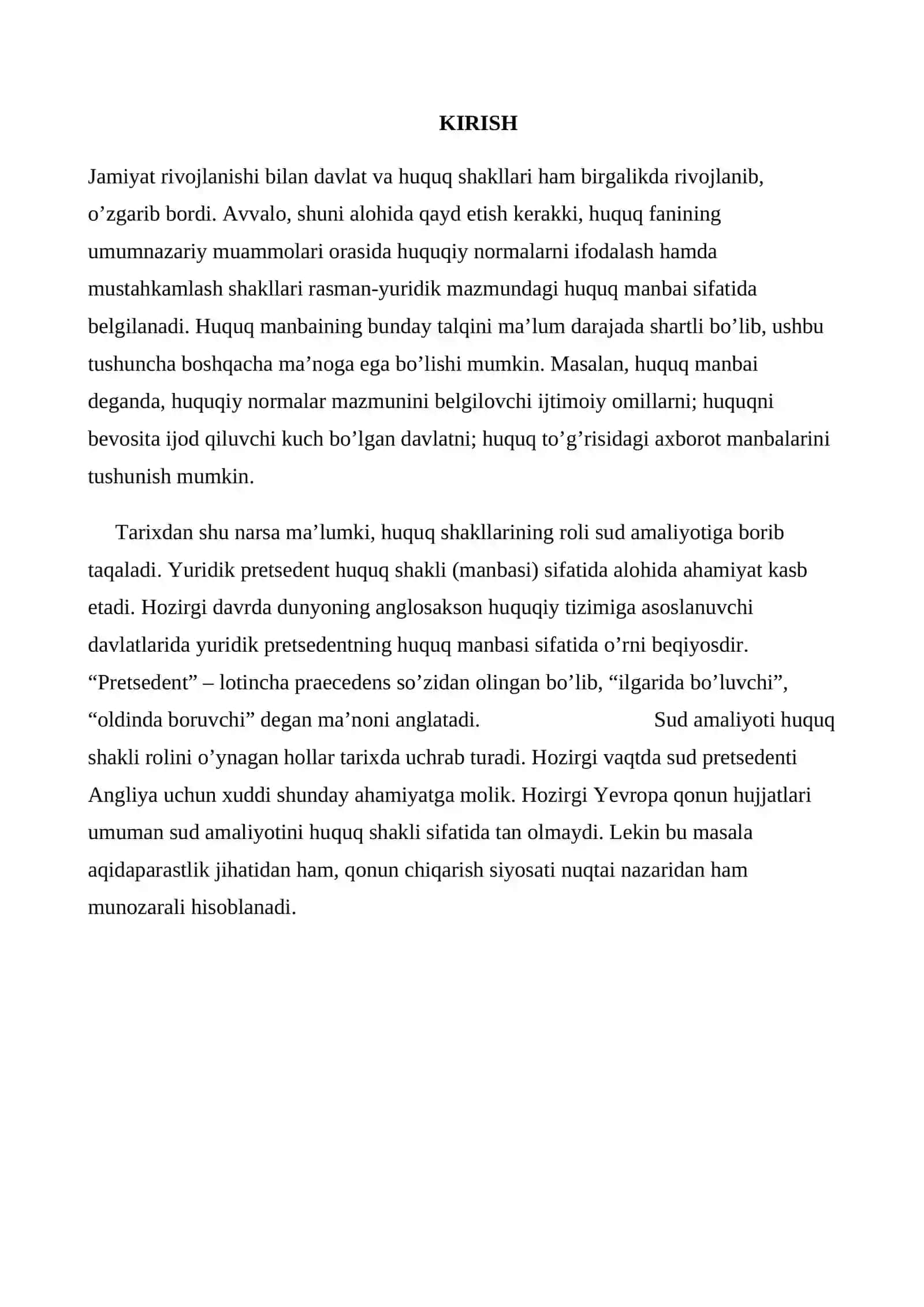 Sud pretsedenti huquqning manbai sifatida 3
