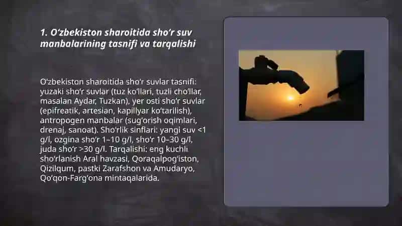Oʻzbekiston sharoitida shoʻr suvni u 3