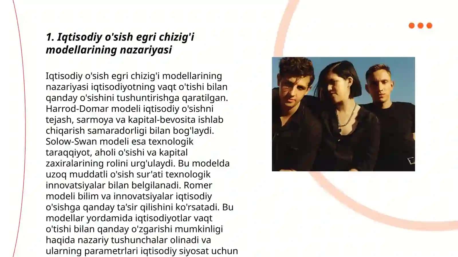 Iqtisodiy o'sish egri chizig'i modelini qllanishi 3